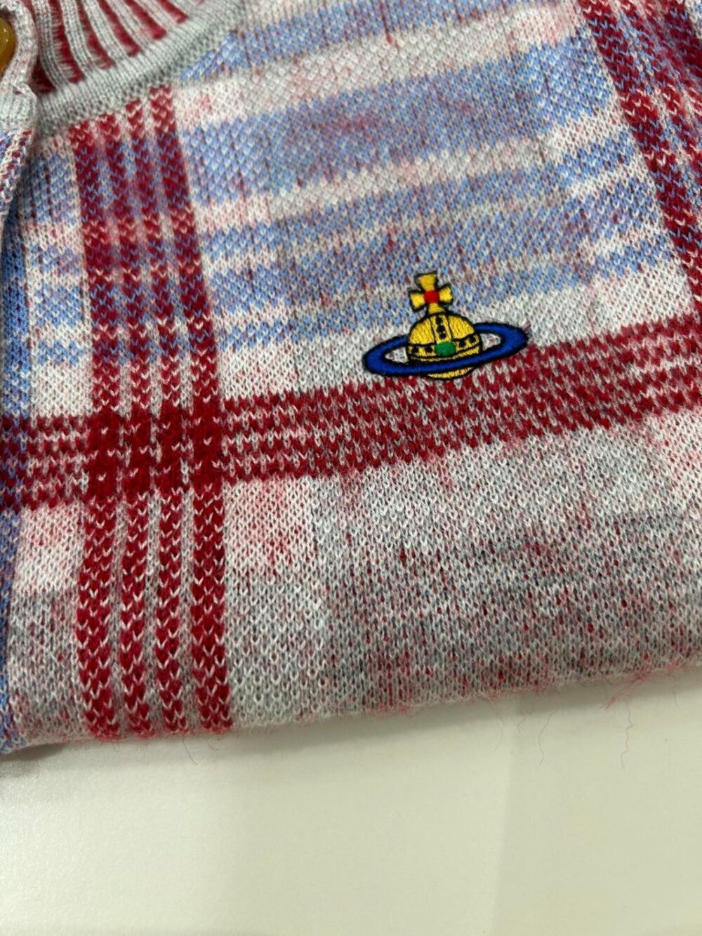 New Vivienne Westwood Tartan Check Knit Cardigan - Red/Blue - Size M - Picture 5 of 8